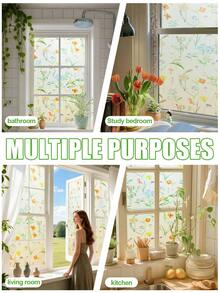 DIY Ins Style Girl's Room Glass Privacy Window Film, Anti-UV Sun Protection, Decorative Floral Print Static Cling Window Sticker For Room Makeover, Fresh Style Bathroom Glass Film - Multicolor - View 10