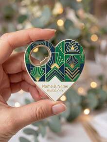 1pc Customized Heart-Shaped Magnetic Bottle Opener Fridge Magnet - Wedding Guest Souvenir, Engagement Party Commemorative Gift, Anniversary Gift, Wedding Room Fridge Decoration. - Multicolor - View 14