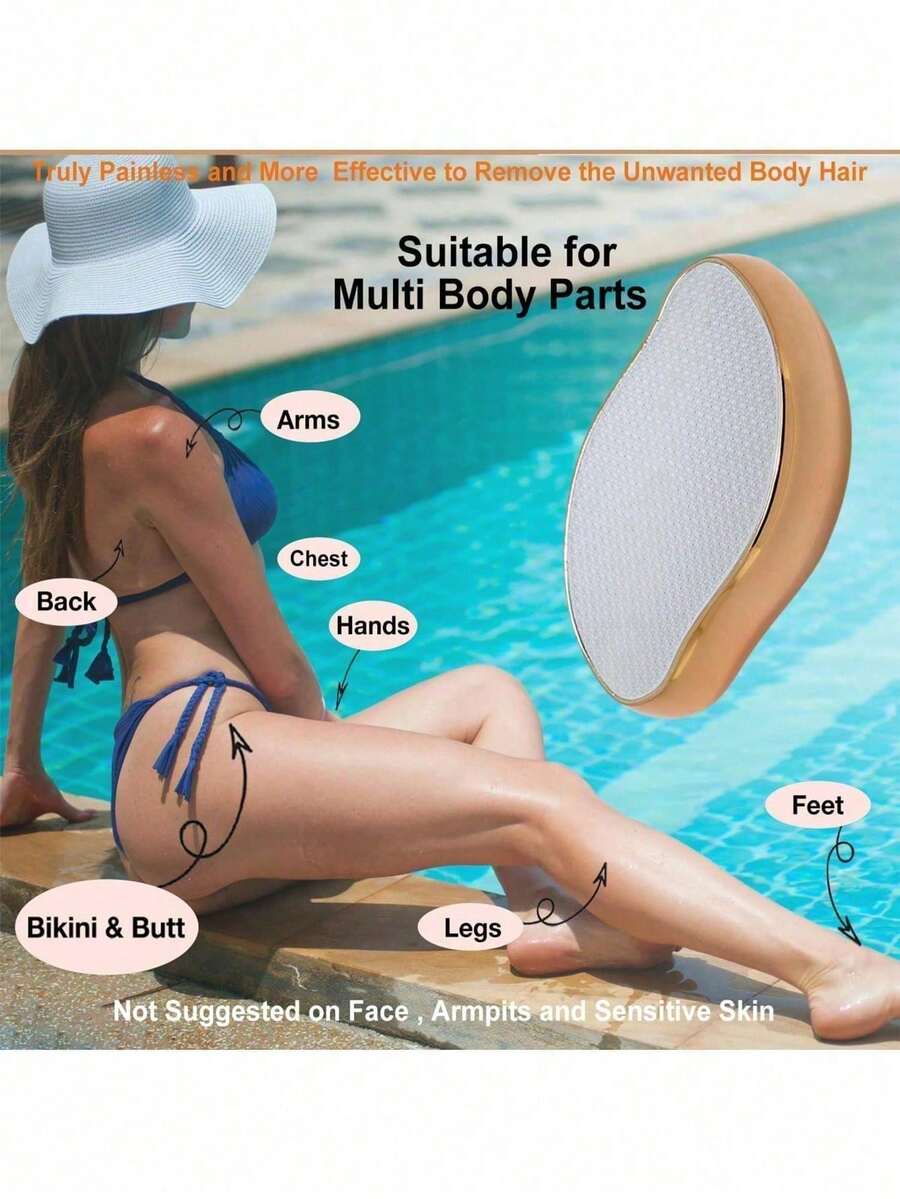 1pc Crystal Hair Remover, Unisex, Reusable, Magic Painless Exfoliating Hair Removal Tool (No Shaving Required), Suitable For Back, Arms, Legs - Multicolor - View 1