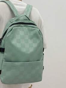 Checkered Large Capacity Backpack, Outdoor Travel Laptop Backpack - Multicolor - View 6