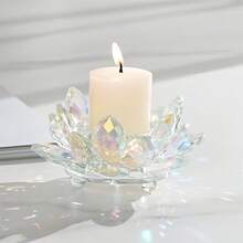 1pc Sparkling Crystal Floral Candle Holder, Ideal Housewarming Gift And Valentine's Day Home Decor - Multicolor - View 10