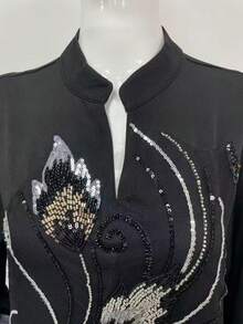 Gaun Wanita Fashion Elegan Kaftan Musim Gugur dengan Bordir Jala dan Leher V, Model Kaftan - NC190 - View 5