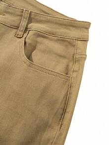 Men's Fashion American Casual Slim Fit Stretch Ankle Length Tapered Jeans - Khaki - View 2