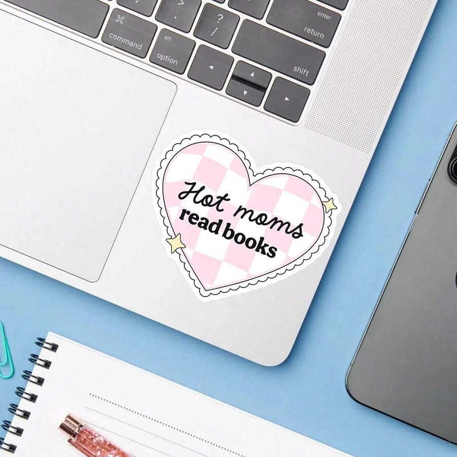 1PC Bookish Girlie Decal Sticker, Hot Moms Read Books Typography Vinyl Sticker For Kindle Laptop, Waterproof Bookworm Sticker For Water Bottle Journal Travel Case, Cute Gift For Book Club Members BFF Girls - S2370 - View 1