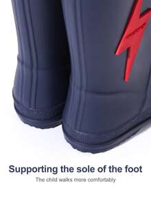 GentleChild Simple Stylish Kids Rain Boots Wear Resistant Comfort Waterproof Pull Tab Rubber Shoes For Boys Girls School Commute Garden Puddle Outdoor - Navy Blue - View 7