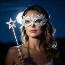 Lace Mask Holiday Masquerade Party Mask Sexy Lace Mask Halloween Hollow Out Erotic Eye Mask Face Mask Costume Ball Performance Mask - Silver - View 6