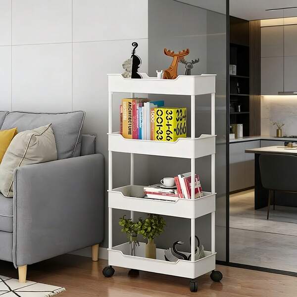 Portable Narrow Rolling Storage Cart - Heavy Duty Multi-Tier Shelf, Heavy Duty Plastic Frame, Suitable For Kitchen, Bathroom, Bedroom And Office - Compact Cart, Fits Small Spaces, Easy To Assemble, Gap Storage Cart Suitable For Home And Commercial Use