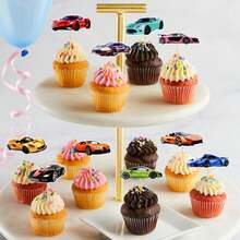 Racing Car Cupcake Toppers Decorations For Sports Racing Theme Birthday Party Cakes, Sports Car Racing Cupcake Toppers Decorations - Multicolor - View 4