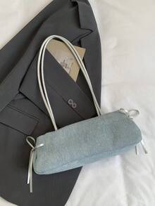Hevel, New Fashion Denim Handbag, Baguette Bag Suitable For Parties, Outings, Vacations, Shopping And Daily Use, Can Store Coins, Women's Shoulder Bag, Also Suitable As Work Bag For Office Ladies, College Students And Professional Women, Elegant Women's Bag, Office - Baby Blue - View 10