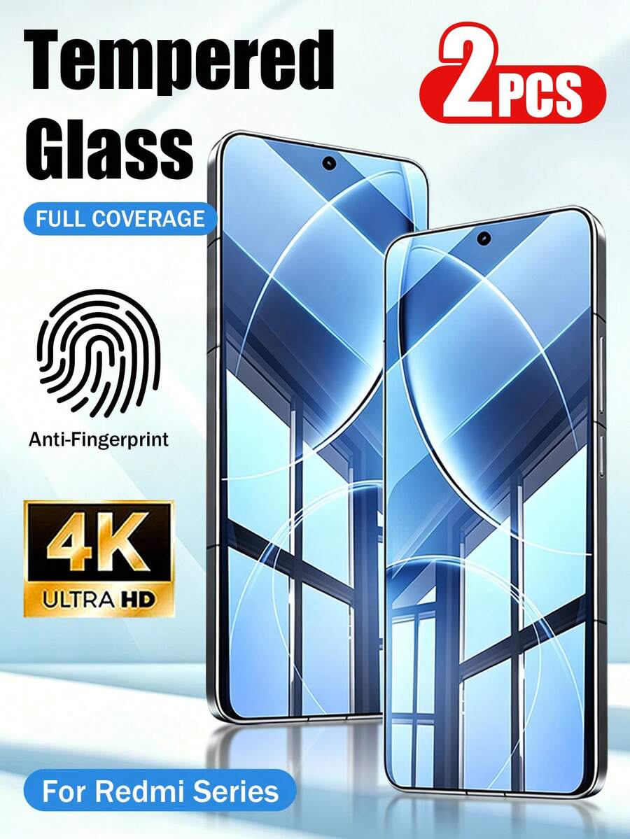 Yezodawee 2 buah Pelindung Layar Kaca Tempered 9D Definisi Tinggi dengan Perekat Penuh, Kompatibel dengan Redmi Note 9/Note 10/Note 11/Note 12 Pro/9/10, Pelindung Layar Cakupan Penuh - Clear - View 1