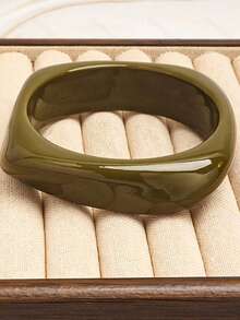 3件組 紮染綠色樹脂手鐲，不對稱幾何設計，四季百搭，女性珠寶 - 手鐲 - 查看 6