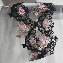 復古風蕾絲緞帶 精緻皇冠緞帶 適合縫製 新娘婚禮貼花裝飾 禮品包裝 家用桌布窗簾裝飾 帽子包包裝飾 3.3英吋寬 1/5碼 - 多色A - 查看 17