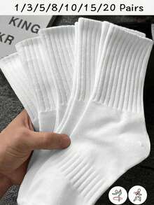 Meias Esportivas Brancas Grossas até a Panturrilha para Homens e Mulheres, Meias de Casal com Absorção de Suor e Anti-Odor, Estilo Fofo para Meninas. Furos de Guia em Malha Absorvem o Suor, Material Macio e Suave. Adequadas para Esportes, Casual, Negócios, Looks Diários e de Feriados, Usáveis na Primavera, Outono, Inverno e o Ano Todo - Multicolorido - Visão 1