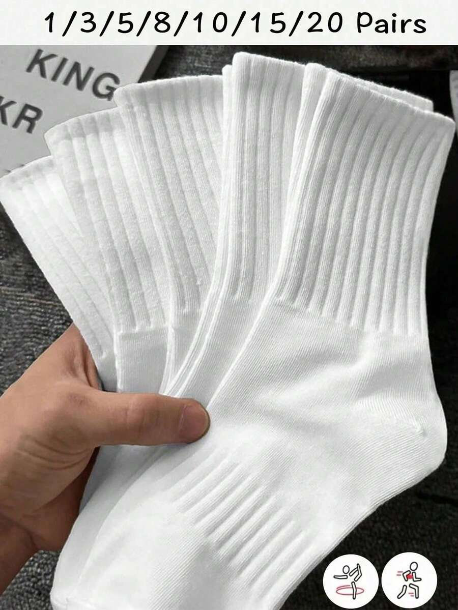 Meias Esportivas Brancas Grossas até a Panturrilha para Homens e Mulheres, Meias de Casal com Absorção de Suor e Anti-Odor, Estilo Fofo para Meninas. Furos de Guia em Malha Absorvem o Suor, Material Macio e Suave. Adequadas para Esportes, Casual, Negócios, Looks Diários e de Feriados, Usáveis na Primavera, Outono, Inverno e o Ano Todo - Multicolorido - Visão 1