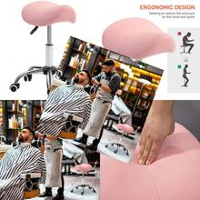 HOMCOM Saddle Stool, Height Adjustable Salon Chair For Massage Spa, Faux Leather, Pink - T0001-01-2051 - View 2