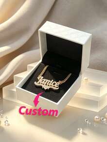 Custom Stainless Steel Name Necklace With Heart And Letter Pendants, Personalized Jewelry Gift For Women And Bridesmaids - One Size - View 2