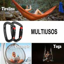 MARIA D 2 Clips de Mosquetón de 25 KN, Mosquetones de Aluminio de Aviación con Bloqueo de Tornillo, Certificados UIAA, Resistentes y Livianos para Escalada, Montañismo, Camping y  de Mascotas - Multicolor - Ver 4