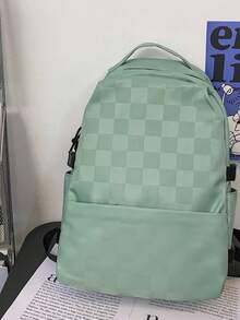 Checkered Large Capacity Backpack, Outdoor Travel Laptop Backpack - Multicolor - View 3