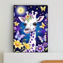 1PC| 5D DIY Diamond Painting | Giraffe And Butterfly Pattern Diamond Painting Kit, Round Full Drill Mosaic Craft Set, High Definition Art Diamond Painting, Focus And Relax Through DIY, Suitable For Living Room, Bedroom, Office Wall Decor, Surprise Holiday Home Decor Gift For Family And Friends, Unframed - round diamond - View 4