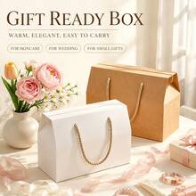 10 Buah Kotak Hadiah Berbentuk Rumah dengan Pegangan Tali, Kotak Suvenir Kreatif, Kotak Hadiah Pesta Ulang Tahun, Kotak Kosong untuk Kemasan Ritel Usaha Kecil - Kotak hadiah dengan tali - View 3