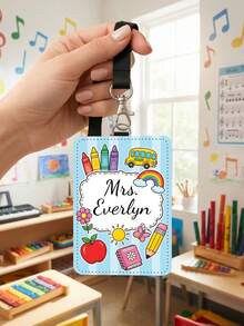 1pc Custom Teacher Name Badge Holder With Lanyard,ID Card Cover,Luggage Tag,Teacher Appreciation Gift,Back To School,Staff Name Tag,Trip Tag - Multicolor - View 7