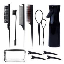 12pcs Hair Styling Tool Set | Spray Bottle, Edge Brush, Teasing Brush, Tail Comb, Hair Clips, Braiding Tool, Storage Bag | Suitable For Home Hair Styling, Salon Hair Styling | Hair Styling Tools Barber Accessories - Multicolor - View 8
