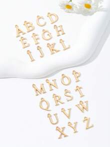 26 piezas / set de kit de fabricación de joyas DIY con 26 letras para hacer pulseras, collares y encantos de aretes - Amarillo Oro - Ver 1