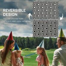 Reversible Outdoor Rug, Plastic Straw Mat W/ Carry Bag Ground Stakes For Garden RV Picnic Beach Camping 182x274cm Black - T0001-01-1324 - View 9