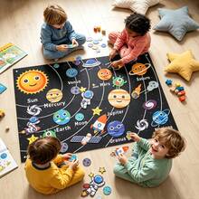Outer Space Felt Board Story Set, 33-Inch Planet Flannel Board, Suitable For 3-5 Years Old Children Solar System Toy, With Hooks Astronaut Planet Alien Galaxy Reusable, Montessori Educational Sensory Toy, Suitable For Boys And Girls Activity Board - Black - View 4