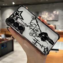 [Envio em 24h da Alemanha/França/Espanha] Capa de Telefone Antichoque com Quatro Cantos e Airbag, com Estampa Gráfica de Menina Anime Grunge Escura, Borda Galvanizada, Capa Protetora Transparente Anti-Queda, Presente de Férias Estiloso para Amantes de Estilo Alternativo, Compatível com iPhone 17-11 Plus Pro Max 17Air 16e,  Galaxy S21-S26 Ultra Edge Fe Plus, , Smartphones - 1 imagem principal - Ver 3