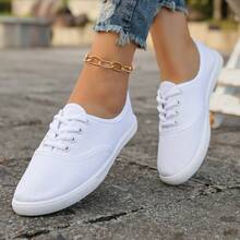 Lightweight Casual Sports Shoes, Lace-Up Low-Top Comfortable Walking Shoes, Versatile Daily Commute Shoes - White - View 5