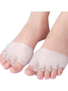 1 par 2 piezas almohadillas separadoras de dedos del pie delantero de silicona, plantillas de alivio del dolor, almohadillas de gel para mejorar la deformidad de los dedos, cuidado de los pies - 2 uds. - Ver 3