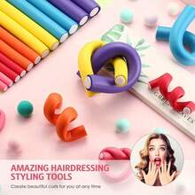 10pcs Heatless Hair Curlers - Soft Foam Overnight Curling Rods For Women And Girls, No Heat Damage, Random Colors, Suitable For All Hair Types (Long/Short), Overnight Styling, Damage-Free Curling Rods, Heatless Curls, Practical Hair Care Tool, Smooth Texture Hair Curlers - Multicolor - View 4