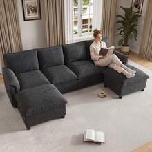 Black Cloud Modular Sofa - 2 Seat Set With Mobile Arms - 黑色四座 - 查看 2