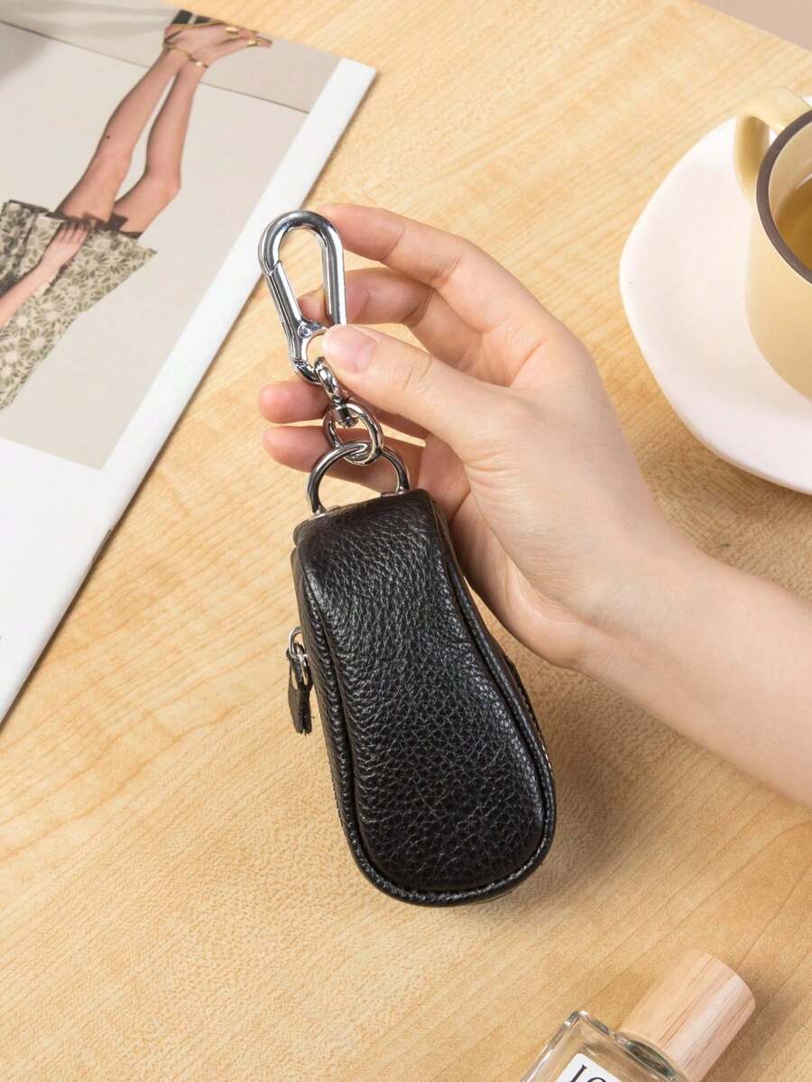 Unisex Key Pouch Coin Organizer Car Key Holder - Black - View 1