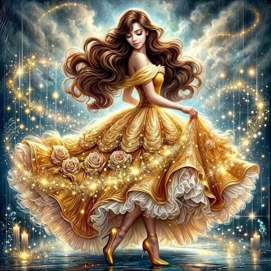 1PC DIY 5D Diamond Painting Kit Beautiful Woman Pattern - Round Full Diamond Art Mosaic Craft, Home Wall Decor, Unframed - No Frame - View 1