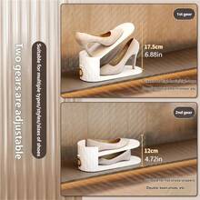 10pcs Entryway Shoe Rack, Vertical Stripes With Gold Rings, Tiered Shoe Storage Organizer, 2-Level Height Adjustable For Flats, High Heels, Thick Sole Shoes, Non-Slip Bottom With Stable Grip, Built-In Handles For Easy Access, Stackable Design To Expand Shoe Cabinet Space, Small Apartment Entryway Dorm Shoe Sorting Storage - Halloween Gift - Pink - View 7
