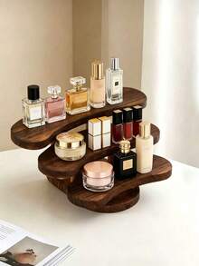 1pc Vintage Carbonized Wooden 3-Tier Desktop Storage Rack, Vertical Shelf, Jewelry Display Stand, Wooden Tray Holder, Wooden Tray, Cosmetics Perfume Accessories Display Rack, Tea Ceremony Storage Rack, Suitable For Restaurant, Kitchen, Hotel, Home Storage - View 4