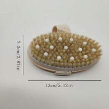 Boar Bristle Bath Brush Body Dry Brush Back Scrubber Body Scrubbing Massage Cleaning Brush - Champagne - View 3