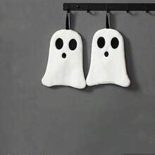 1/2/3 Stücke Halloween Geister Handtücher, weich & saugfähig, maschinenwaschbar, mit Aufhängeschlaufe, geeignet für Küche oder Badezimmer, lustiges Halloween Geschenk - Schwarz und Weiss - Übersicht 9