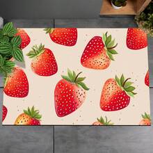 1pc Strawberry Pattern Diatom Mud Kitchen Mat, Absorbent Kitchen Floor Mat, Kitchen Rug, Sink Front Mat, Suitable For Kitchen, Bathroom, Entryway, Hallway, Laundry Room And Home Decor - Multicolor - View 6