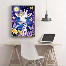 1PC| 5D DIY Diamond Painting | Giraffe And Butterfly Pattern Diamond Painting Kit, Round Full Drill Mosaic Craft Set, High Definition Art Diamond Painting, Focus And Relax Through DIY, Suitable For Living Room, Bedroom, Office Wall Decor, Surprise Holiday Home Decor Gift For Family And Friends, Unframed - round diamond - View 3