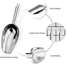 LIANYU Ice Scoop For Freezer, 6 Ounce Stainless Steel Ice Scoop, Small Metal Food Scooper For Candy Flour Sugar, Utility Scooper For Home Kitchen Bar, Mirror Finish, Dishwasher - White - View 3