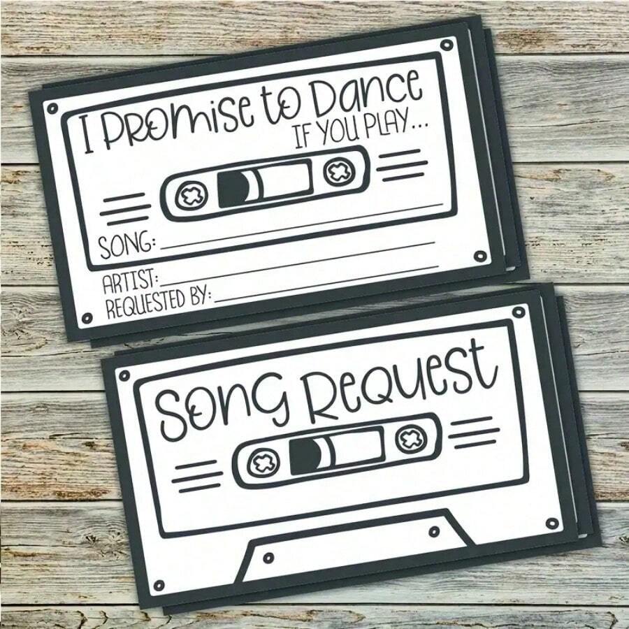 50pcs,Vintage Cards,Dance Promise Cards,Wedding Song Request Cards - Music Suggestion Cards - Multicolor - View 1