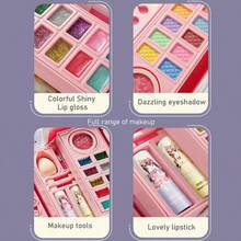 49pcs Perlengkapan Rias Anak Perempuan, Set Kotak Rias, Hadiah Ulang Tahun - Berwarna merah muda - View 6