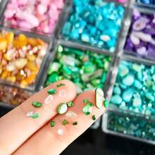 50g/10 Colors Crushed Glass Decorative Set - Asymmetrical Shapes, Two Selected Color Schemes, Suitable For Crafts Decoration, Resin Art, Aquarium Landscaping, Vase Arrangement, And DIY Enthusiasts, Stunning Visual Effect (No Box) - A - View 2