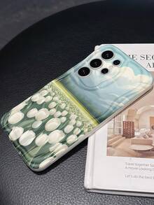 Cream Dopamine Wavy Ruffle Soft TPU Texture Creative Personalized Tulip Pattern Phone Case Compatible With Galaxy S21 S22 S23 S24 S25 S26/Honor/ And Other Models - White - View 2