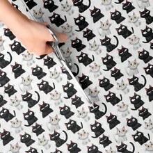 1pc Roll Pre-Cut Whimsical Cat Print Fabric Suitable For DIY Sewing, Scrapbooking, Tablecloths & Crafts - Cute Kitten Pattern With Kitten Illustrations, Hand Washable Polyester Cloth For Table Coverings, Dressmaking, Blankets - Cat - View 7