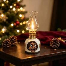 1pc Vintage Mini Ceramic Kerosene Lamp, Funny Cartoon Face Windproof Oil Lamp, Desktop Atmosphere Decor Ornament, Halloween Party Tabletop Decoration Craft - 1PC - View 6