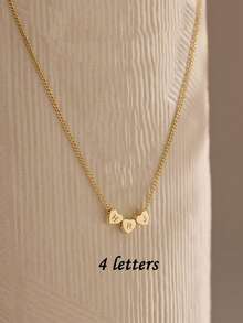 Custom 3D Heart Initial Name Necklace, Stainless Steel Personalized Multi-Letter Pendant, Romantic Elegant Jewelry, Birthday Wedding Christmas Gift - As Shown - View 18